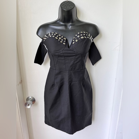 Tobi CATCHING EYES BLACK EMBELLISHED BODYCON DRESS  NWT size S - Picture 2 of 12